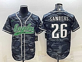 Men's Philadelphia Eagles #26 Miles Sanders Grey Camo With Patch Cool Base Stitched Baseball Jersey,baseball caps,new era cap wholesale,wholesale hats